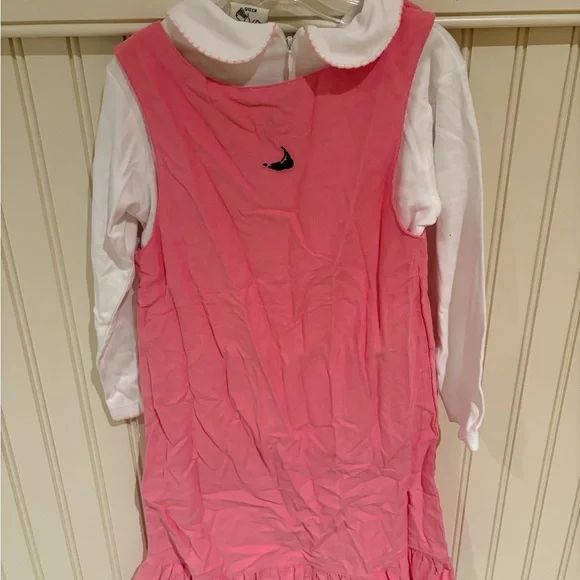 2-piece Pink Whale Embroidered Kids Dress